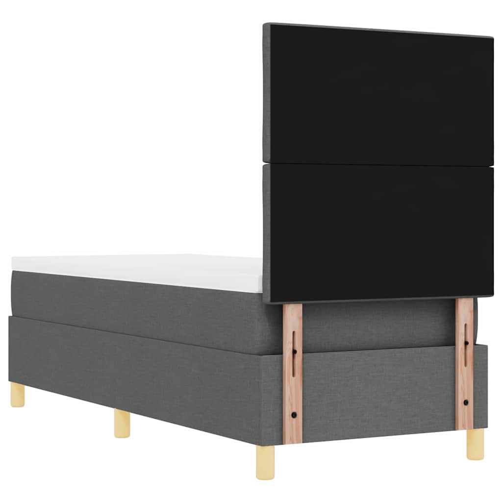 LED Boxspringbett mit Kopfteil Dunkelgrau 80 x 200 cm Stoff