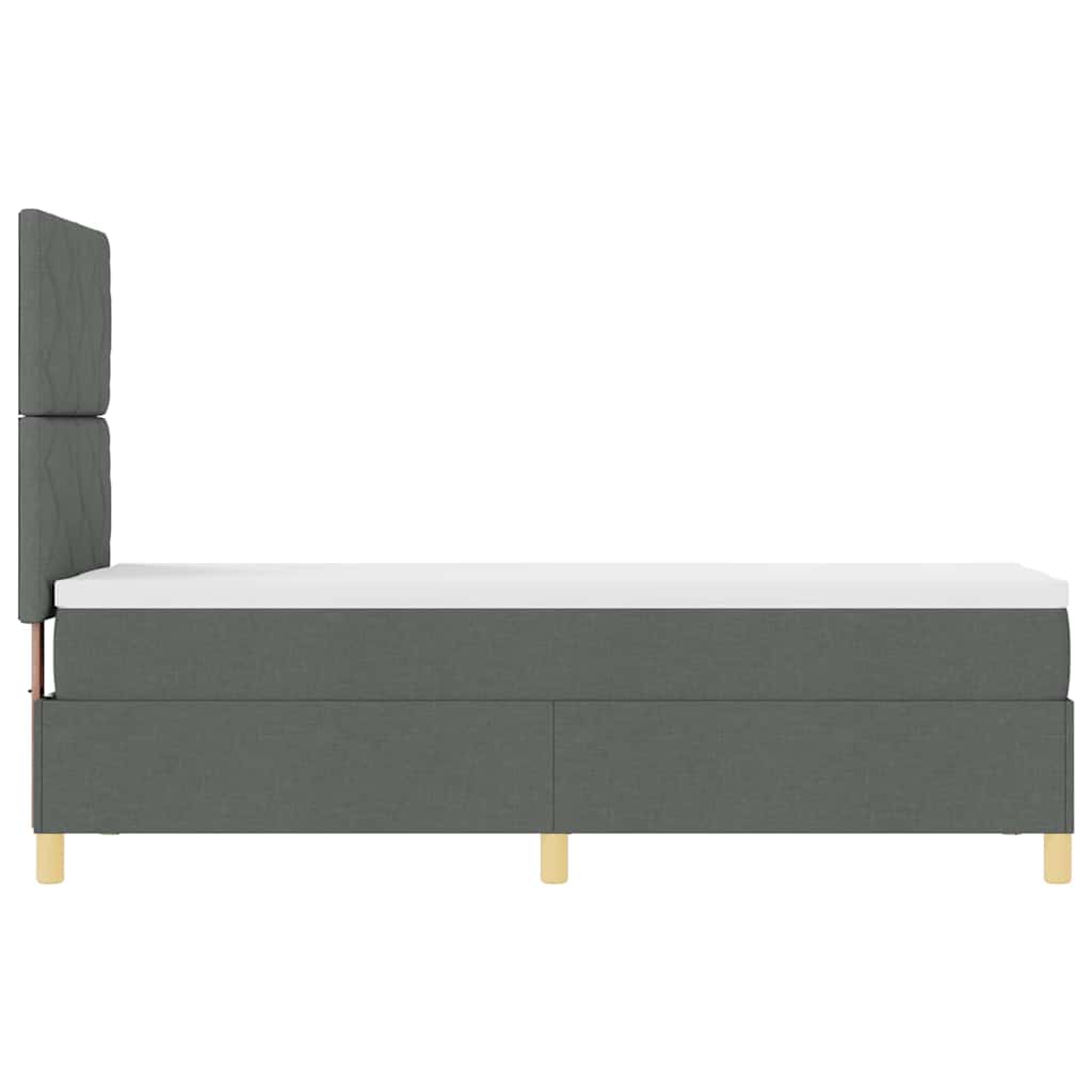 LED Boxspringbett mit Kopfteil Dunkelgrau 80 x 200 cm Stoff