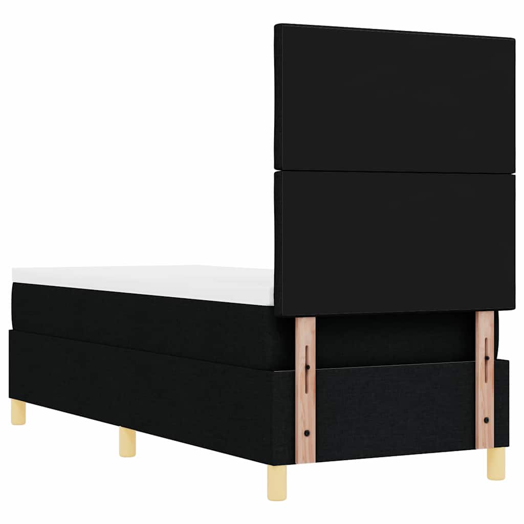 LED Boxspringbett mit Kopfteil Schwarz 80 x 200 cm Stoff