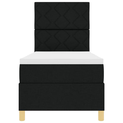 LED Boxspringbett mit Kopfteil Schwarz 80 x 200 cm Stoff
