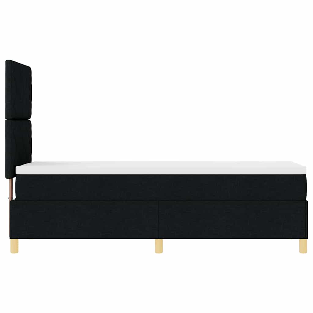 LED Boxspringbett mit Kopfteil Schwarz 80 x 200 cm Stoff