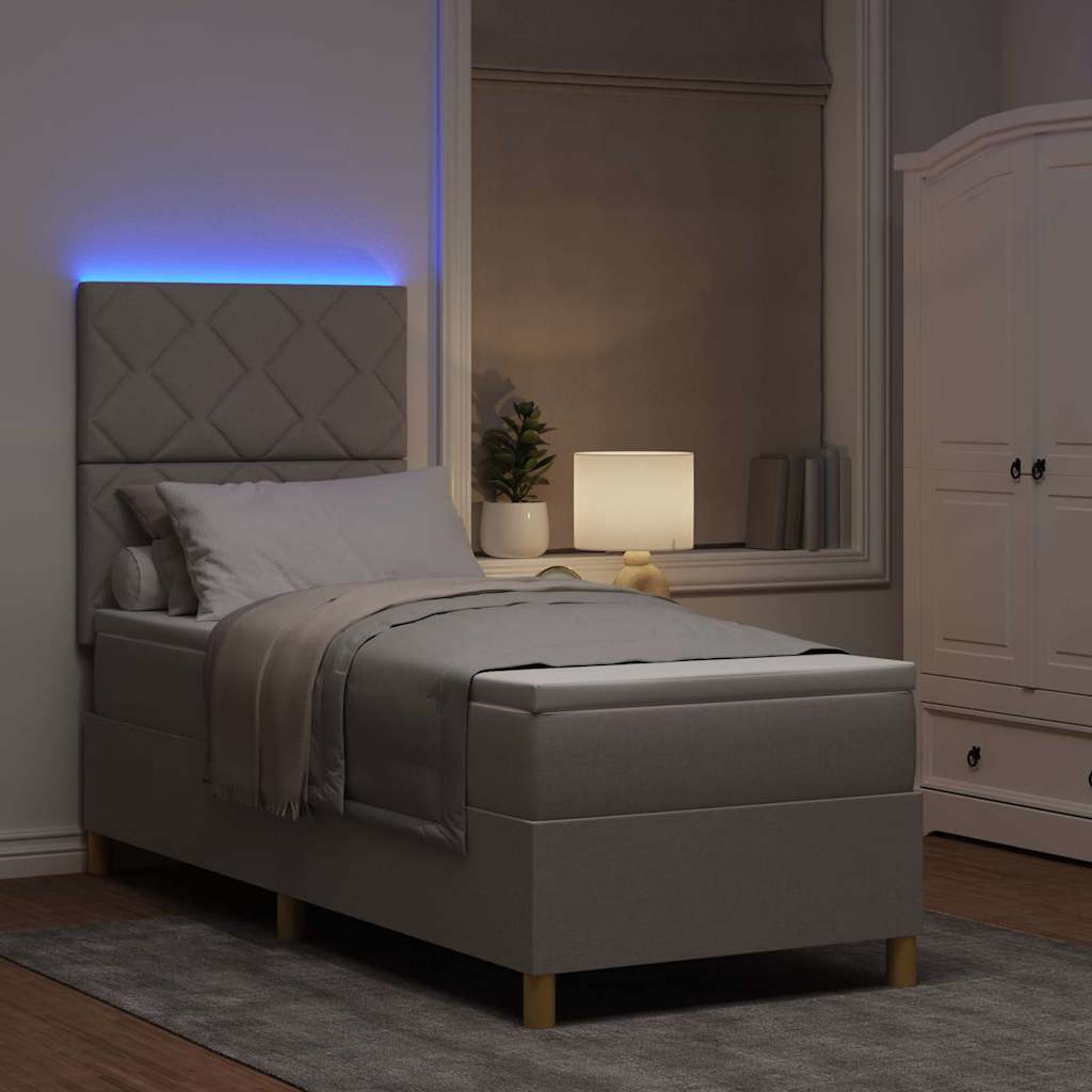 LED Boxspringbett mit Kopfteil Taupe 80 x 200 cm Stoff