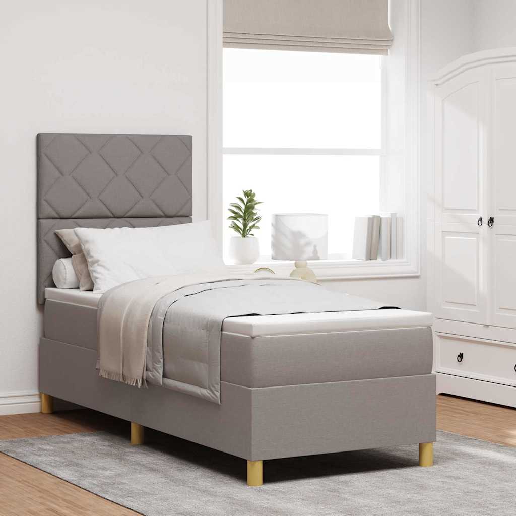 LED Boxspringbett mit Kopfteil Taupe 80 x 200 cm Stoff