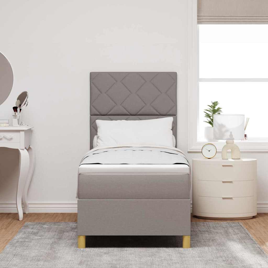 LED Boxspringbett mit Kopfteil Taupe 80 x 200 cm Stoff