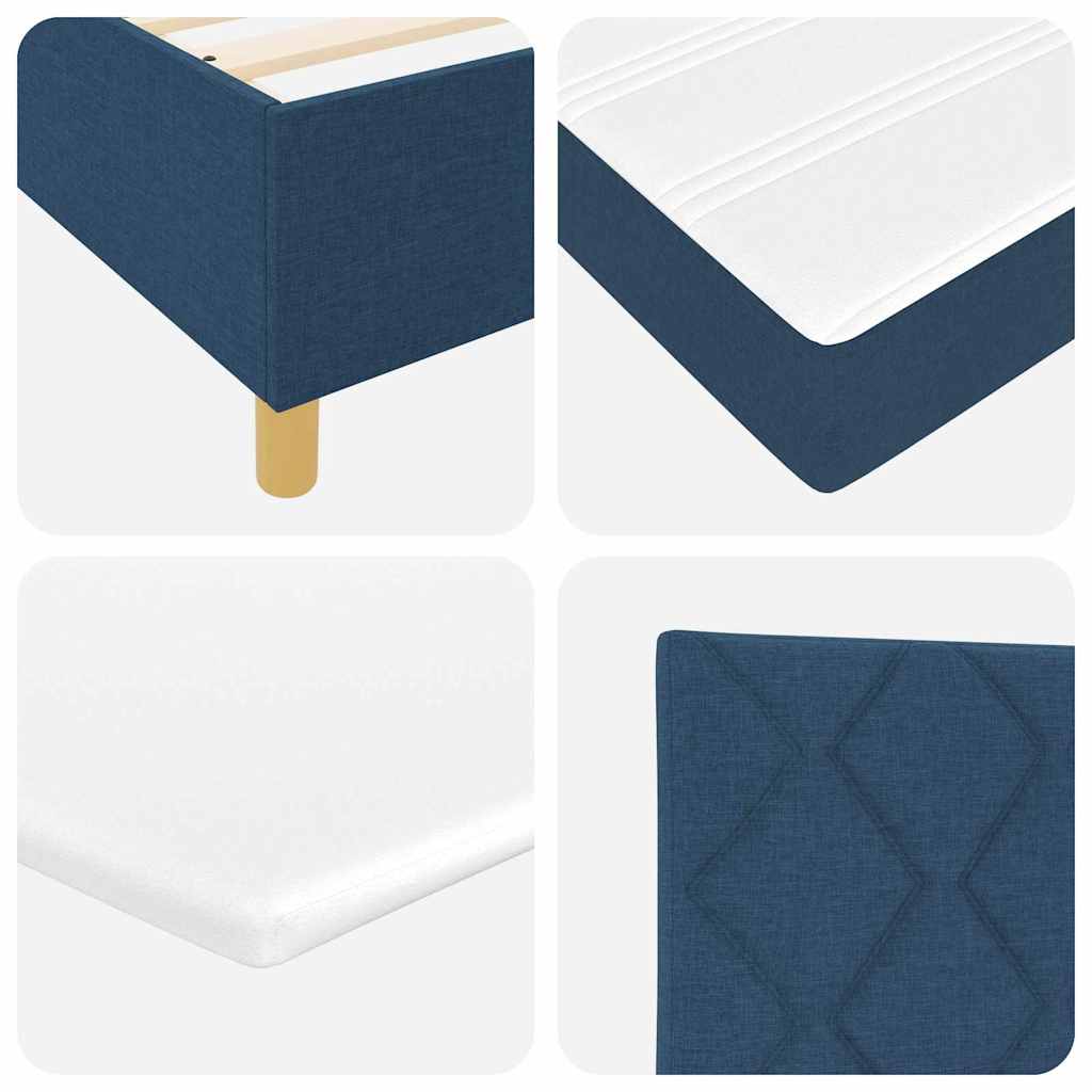 LED Boxspringbett mit Kopfteil Blau 80 x 200 cm Stoff