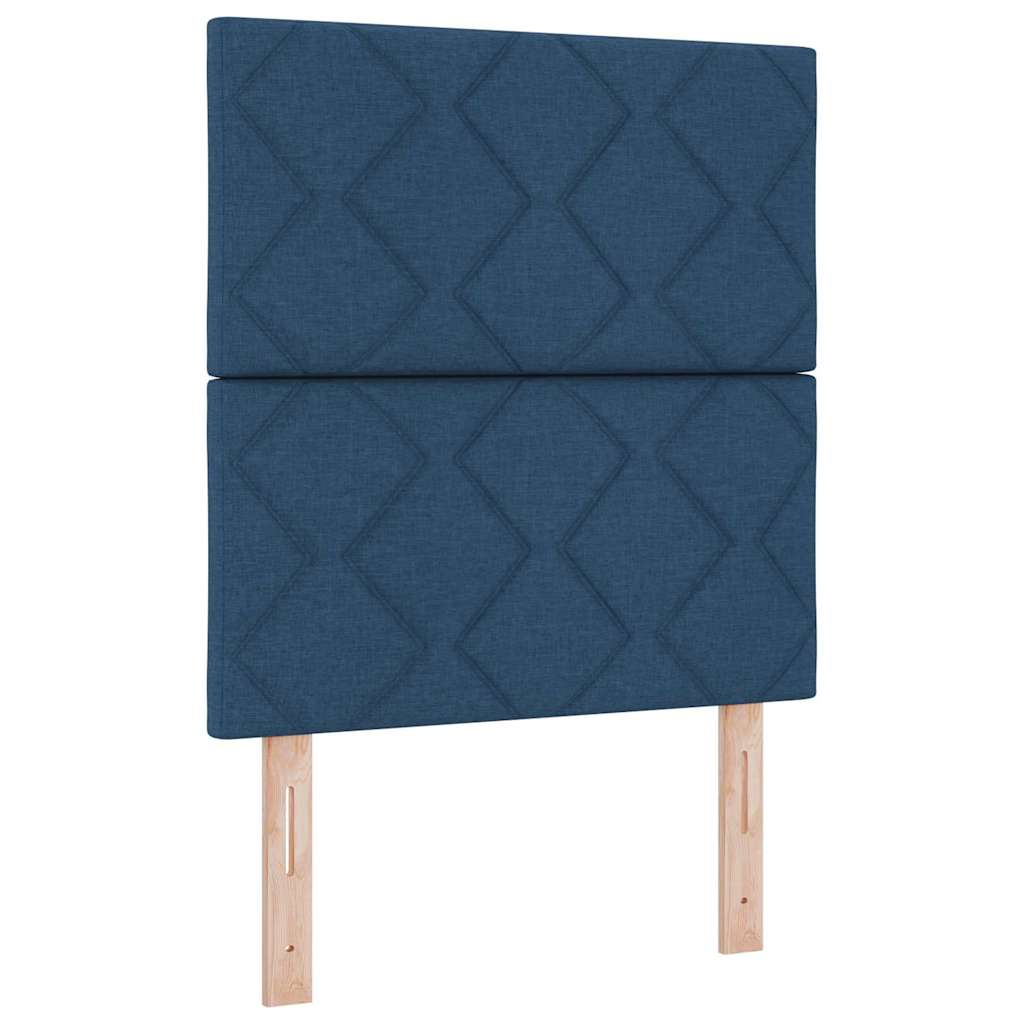 LED Boxspringbett mit Kopfteil Blau 80 x 200 cm Stoff
