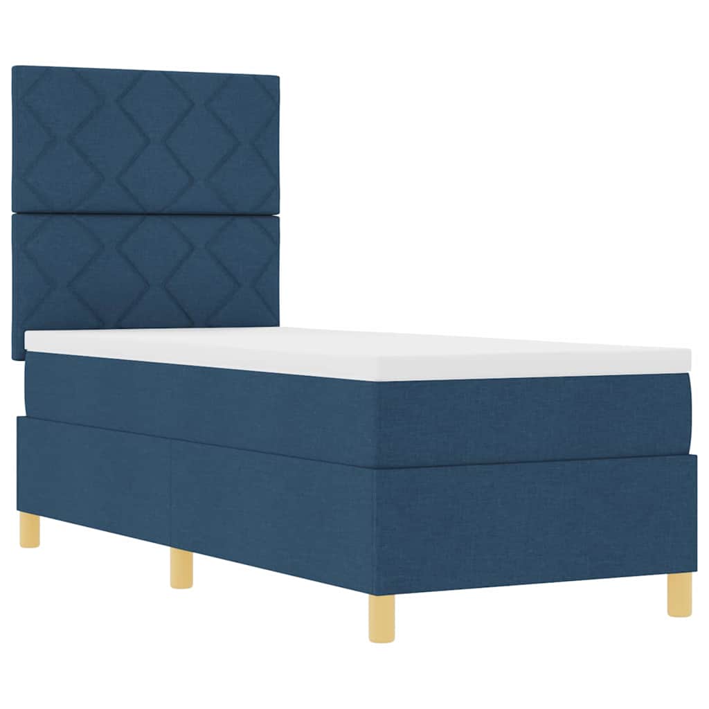 LED Boxspringbett mit Kopfteil Blau 80 x 200 cm Stoff