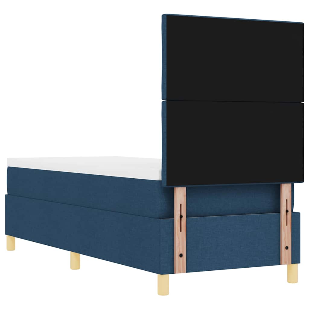 LED Boxspringbett mit Kopfteil Blau 80 x 200 cm Stoff