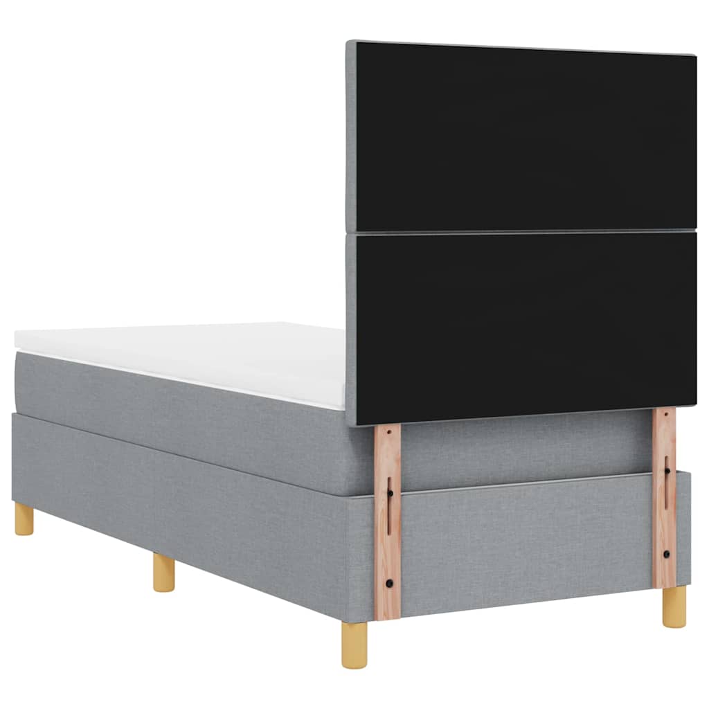 LED Boxspringbett mit Kopfteil Hellgrau 90 x 190 cm Stoff