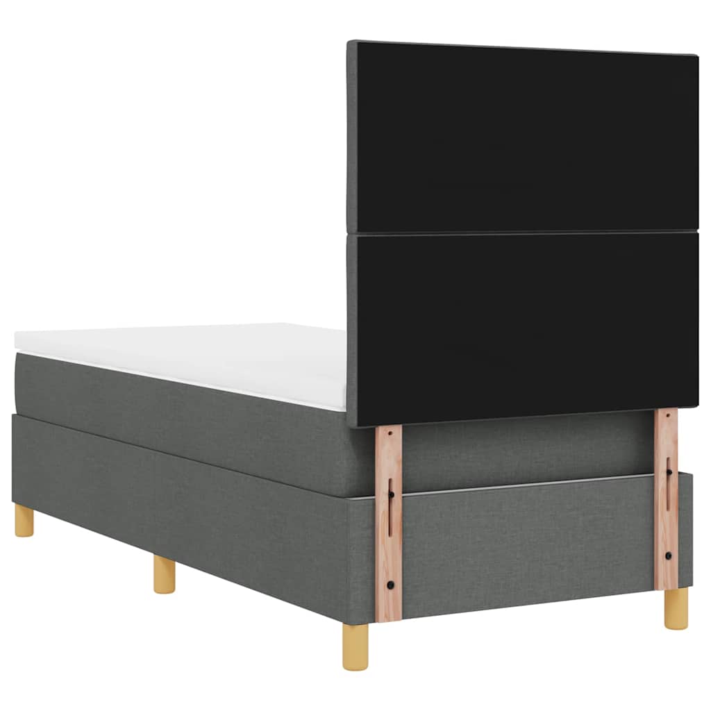 LED Boxspringbett mit Kopfteil Dunkelgrau 90 x 190 cm Stoff