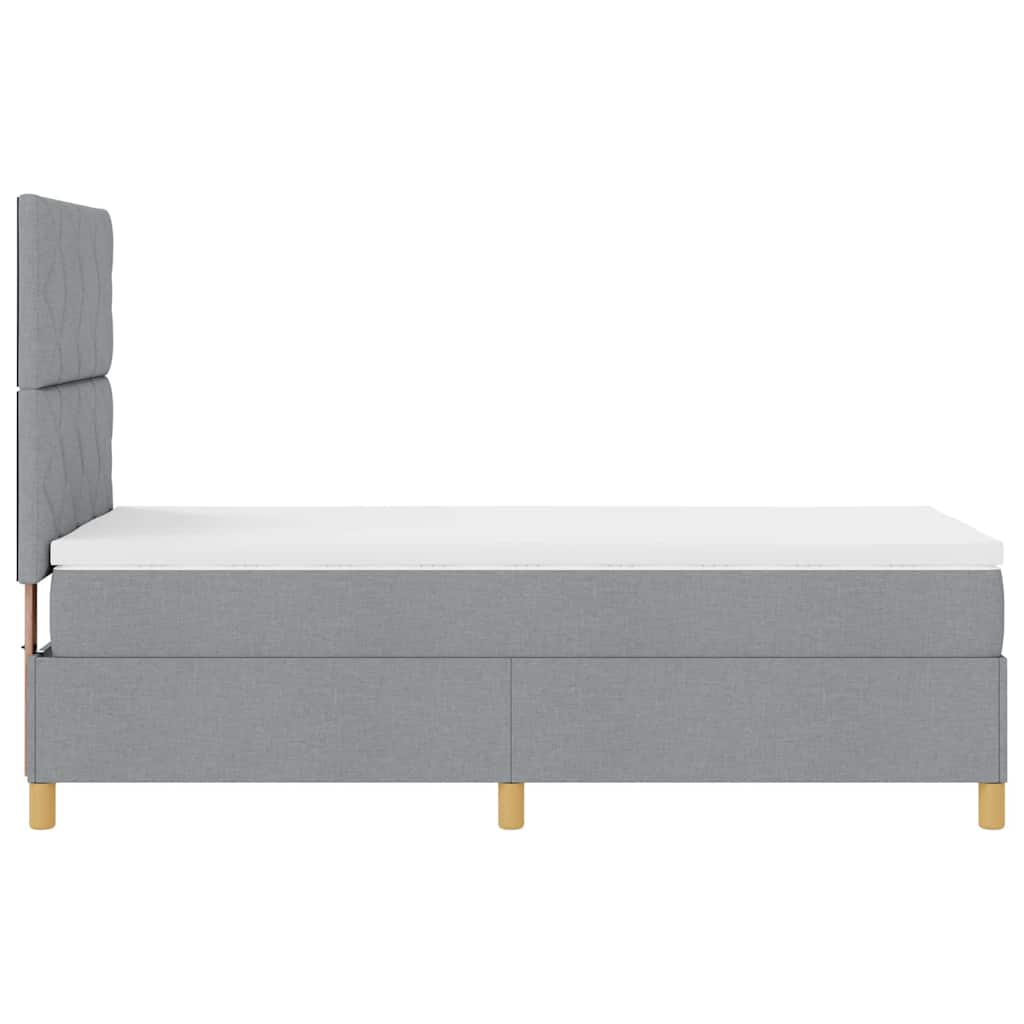 LED Boxspringbett mit Kopfteil Hellgrau 90 x 200 cm Stoff