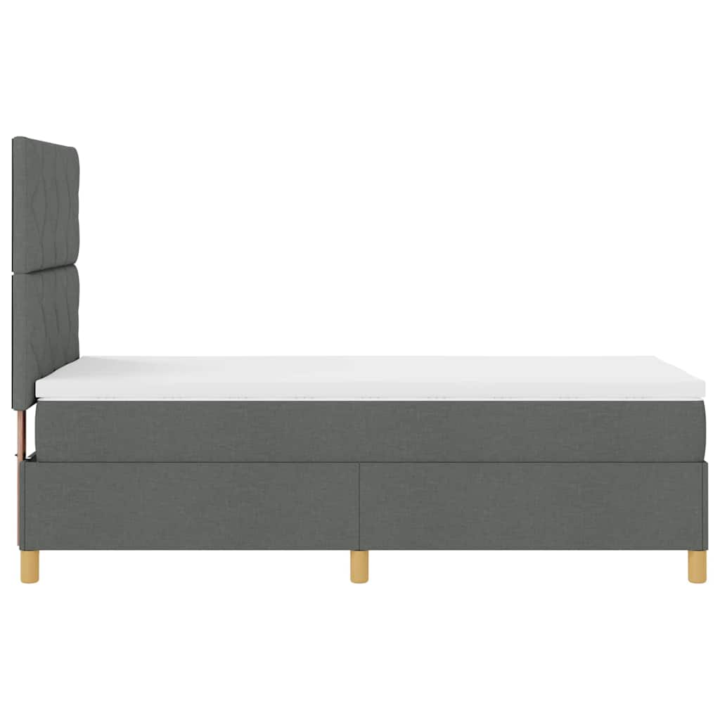 LED Boxspringbett mit Kopfteil Dunkelgrau 100 x 200 cm Stoff