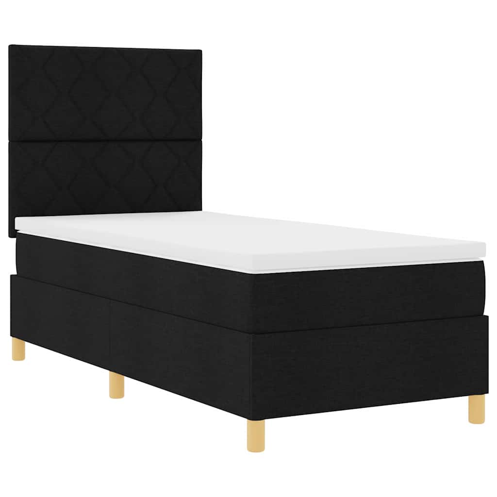 LED Boxspringbett mit Kopfteil Schwarz 100 x 200 cm Stoff