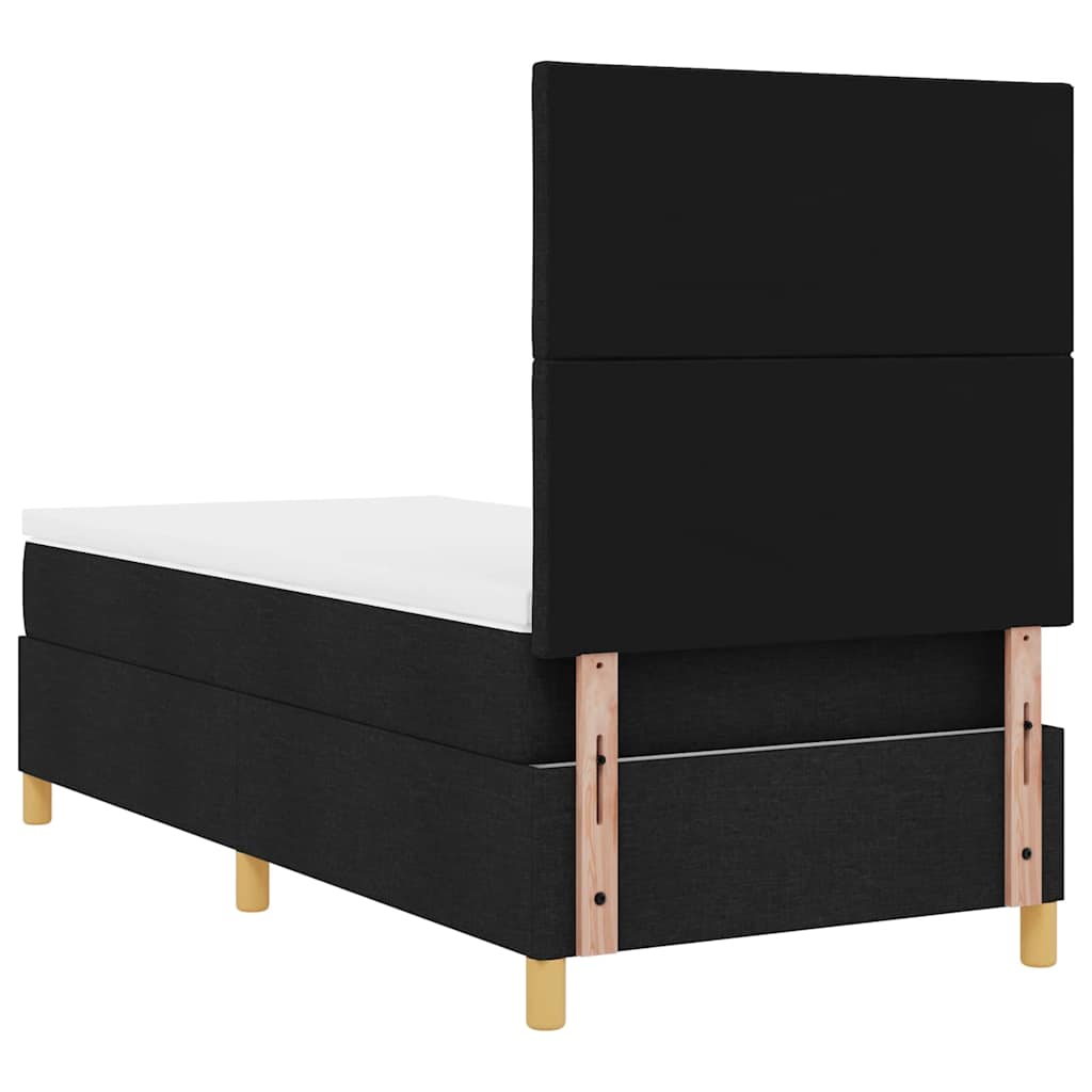 LED Boxspringbett mit Kopfteil Schwarz 100 x 200 cm Stoff