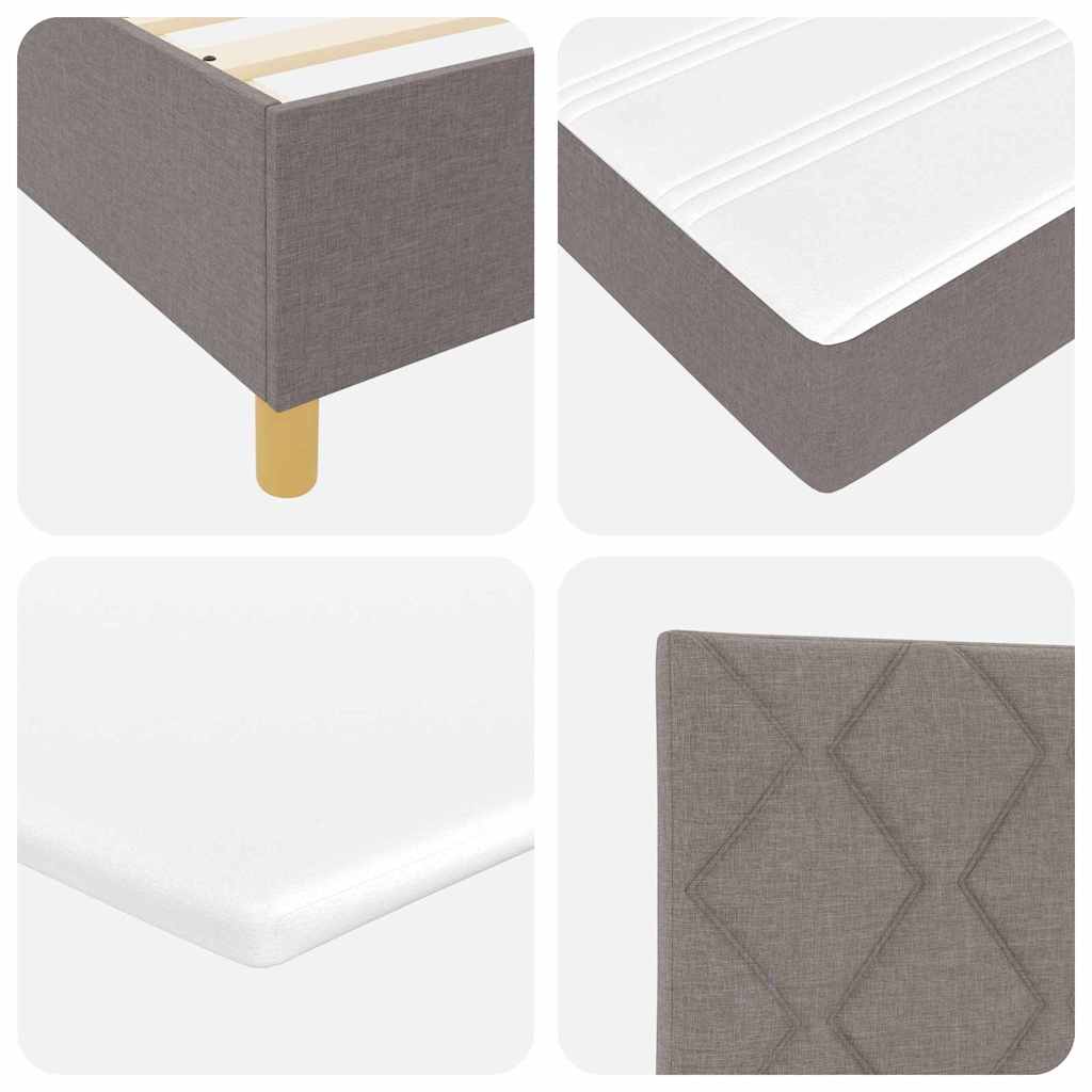 LED Boxspringbett mit Kopfteil Taupe 100 x 200 cm Stoff