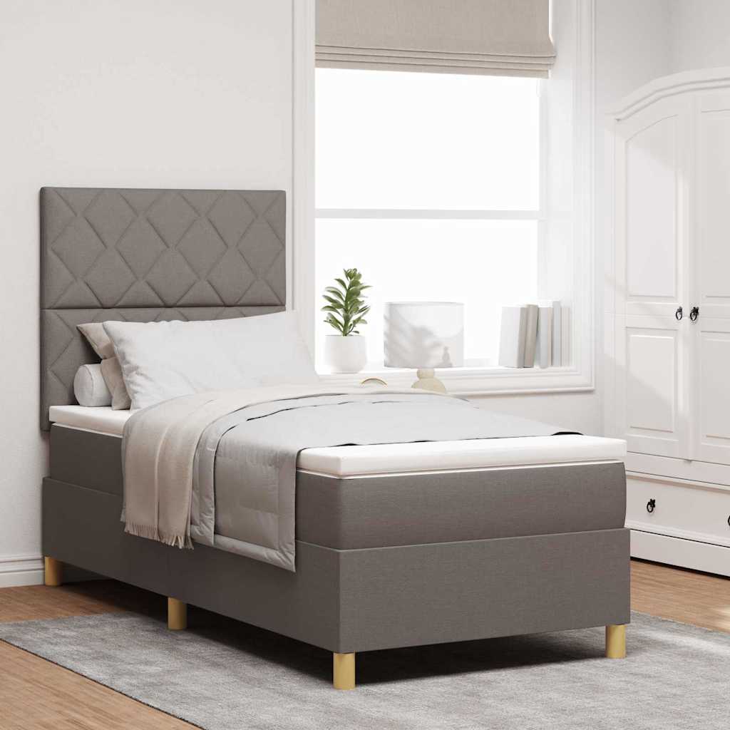 LED Boxspringbett mit Kopfteil Taupe 100 x 200 cm Stoff