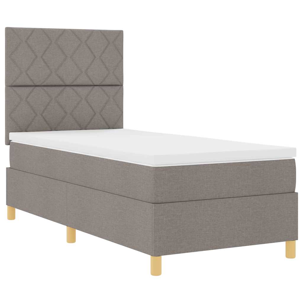 LED Boxspringbett mit Kopfteil Taupe 100 x 200 cm Stoff