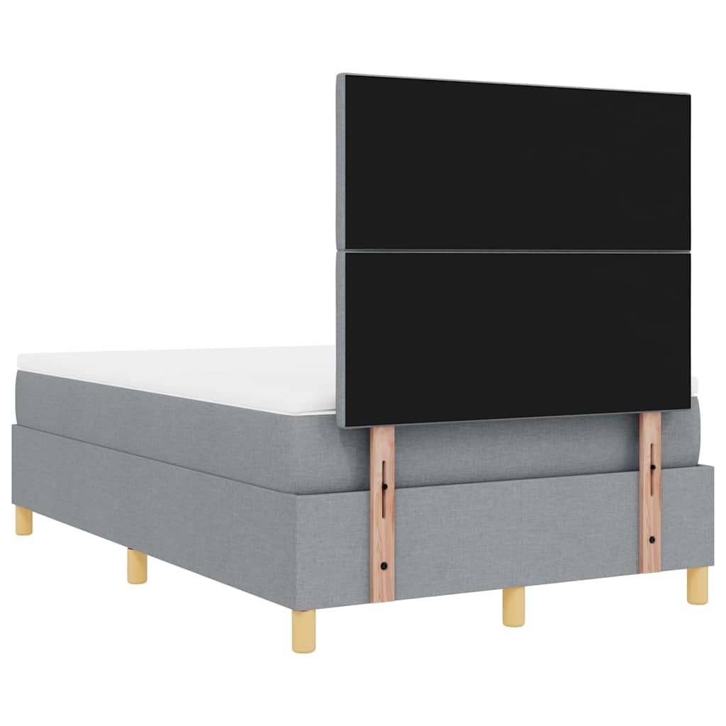 LED Boxspringbett mit Kopfteil Hellgrau 120 x 190 cm Stoff