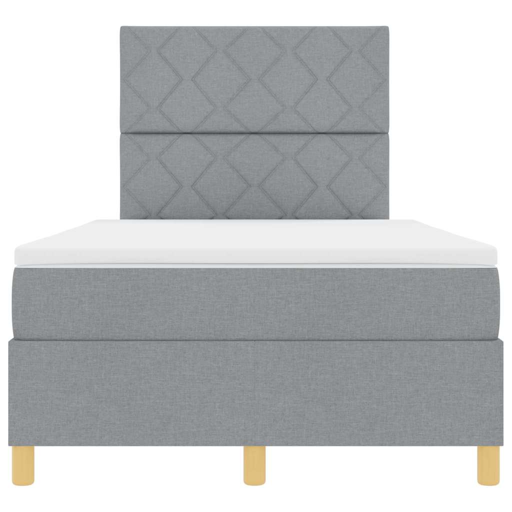 LED Boxspringbett mit Kopfteil Hellgrau 120 x 190 cm Stoff