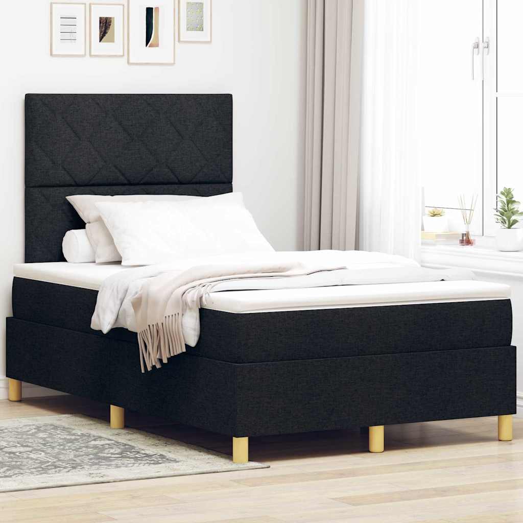 LED Boxspringbett mit Kopfteil Schwarz 120 x 190 cm Stoff