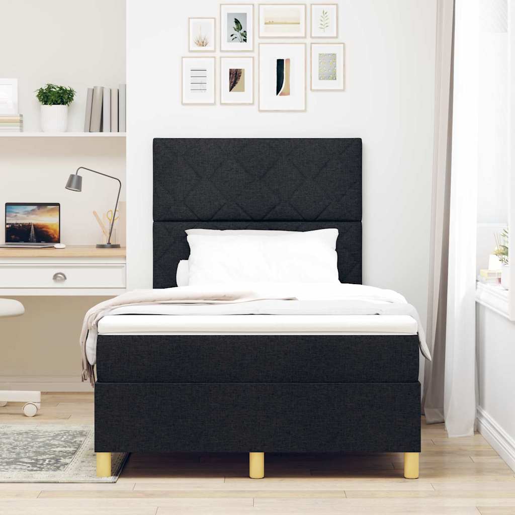 LED Boxspringbett mit Kopfteil Schwarz 120 x 190 cm Stoff