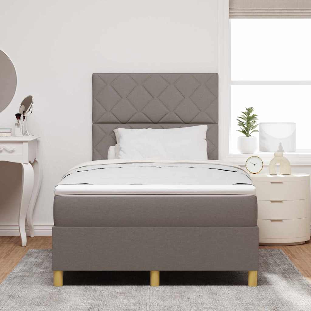 LED Boxspringbett mit Kopfteil Taupe 120 x 190 cm Stoff