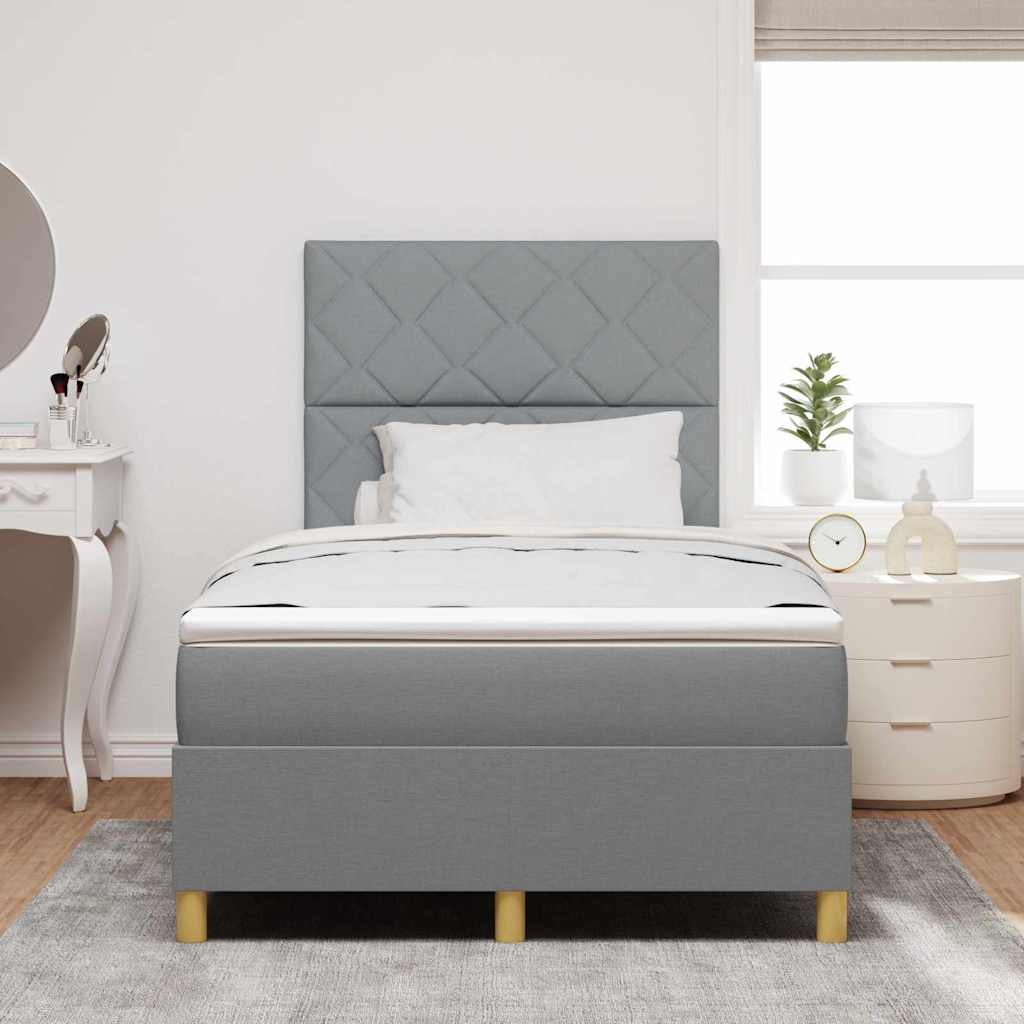 LED Boxspringbett mit Kopfteil Hellgrau 120 x 200 cm Stoff