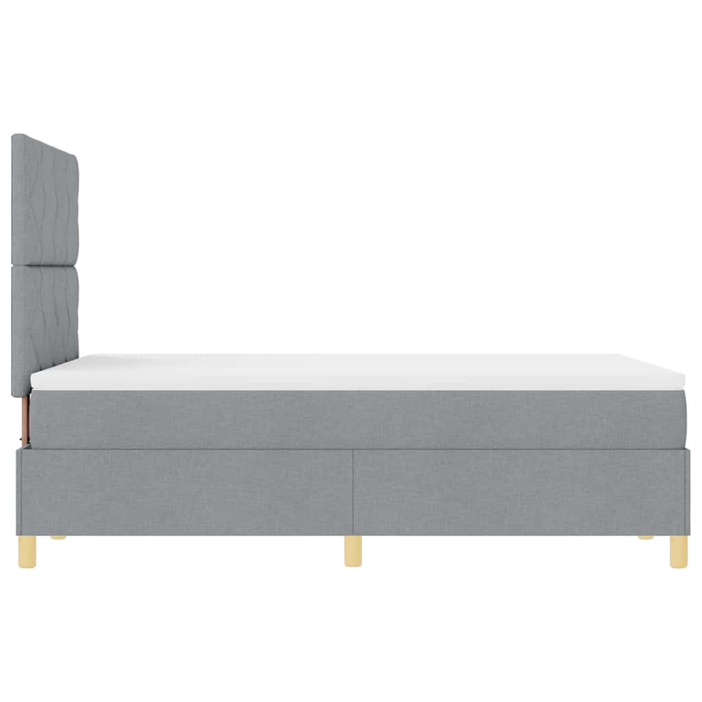 LED Boxspringbett mit Kopfteil Hellgrau 120 x 200 cm Stoff
