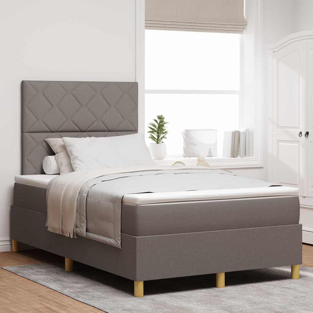 LED Boxspringbett mit Kopfteil Taupe 120 x 200 cm Stoff