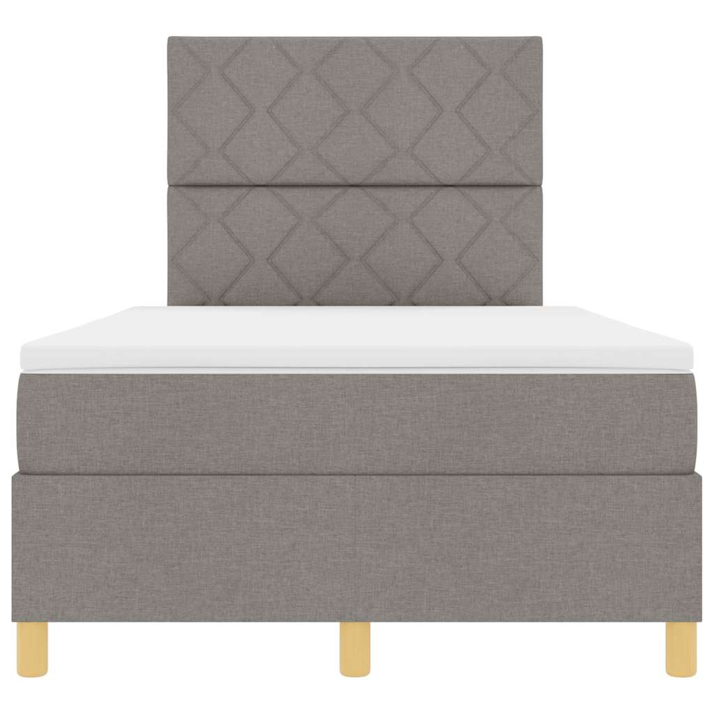 LED Boxspringbett mit Kopfteil Taupe 120 x 200 cm Stoff