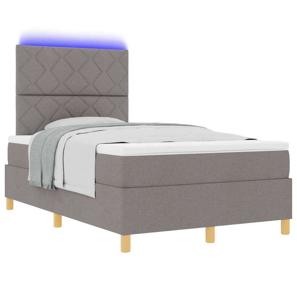 LED Boxspringbett mit Kopfteil Taupe 120 x 200 cm Stoff