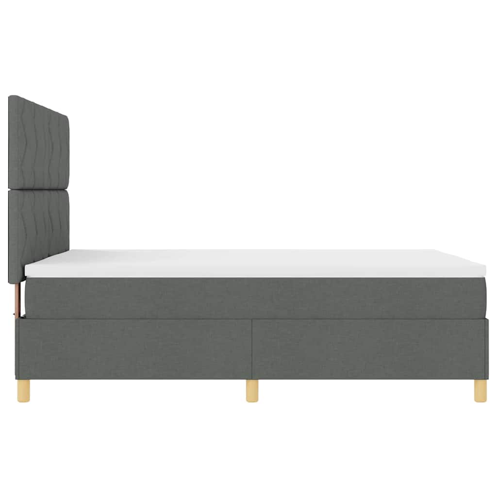 LED Boxspringbett mit Kopfteil Dunkelgrau 140 x 200 cm Stoff