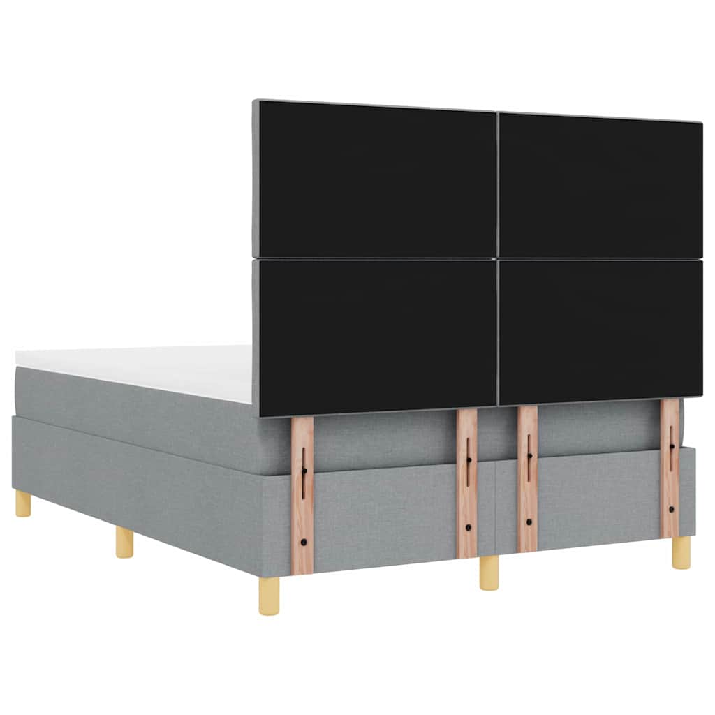 LED Boxspringbett mit Kopfteil Hellgrau 160 x 200 cm Stoff