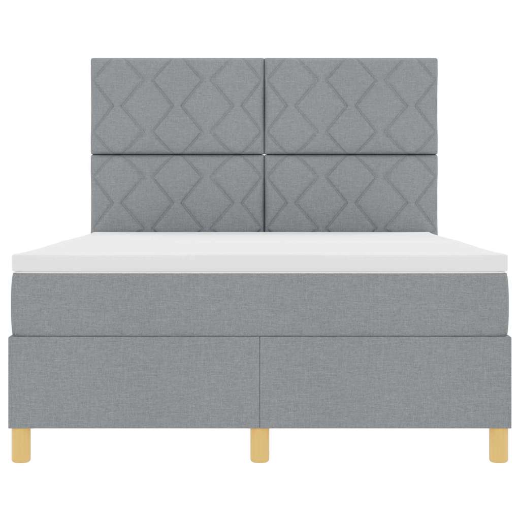 LED Boxspringbett mit Kopfteil Hellgrau 160 x 200 cm Stoff