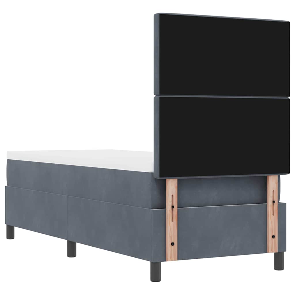 LED Boxspringbett mit Matratze Dunkelgrau 80 x 200 cm Stoff