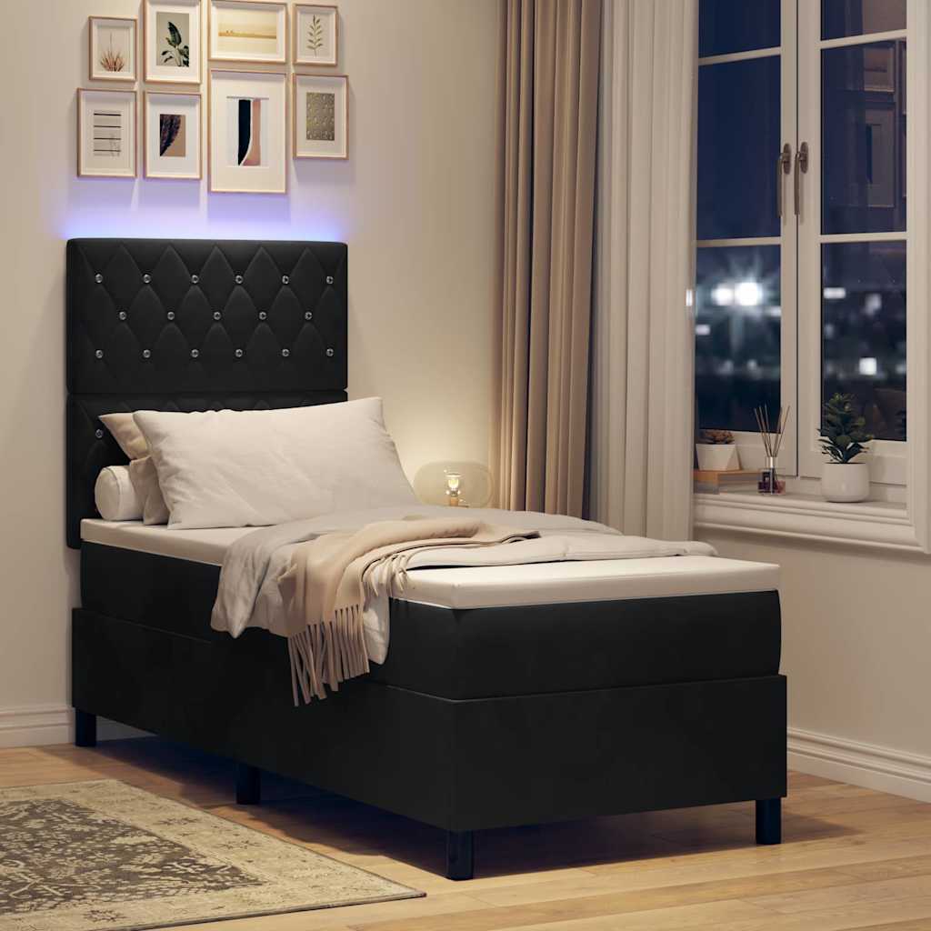 Boxspringbett mit Matratze Schwarz 80 x 200 cm Samt