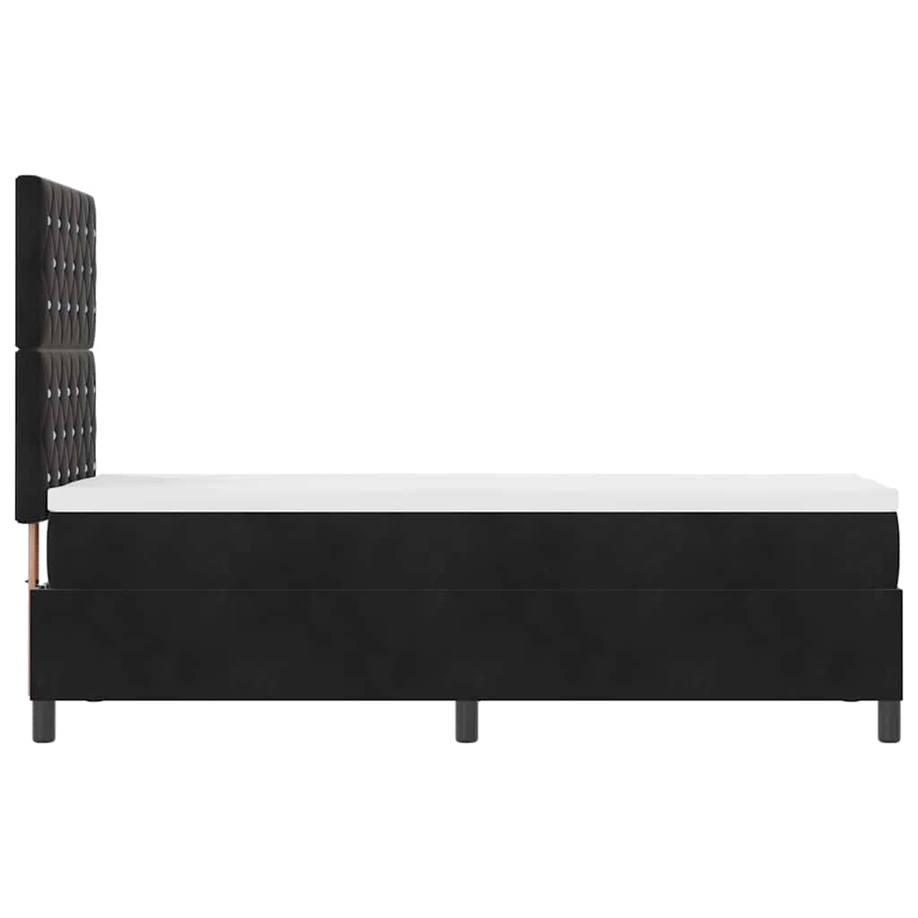 Boxspringbett mit Matratze Schwarz 80 x 200 cm Samt