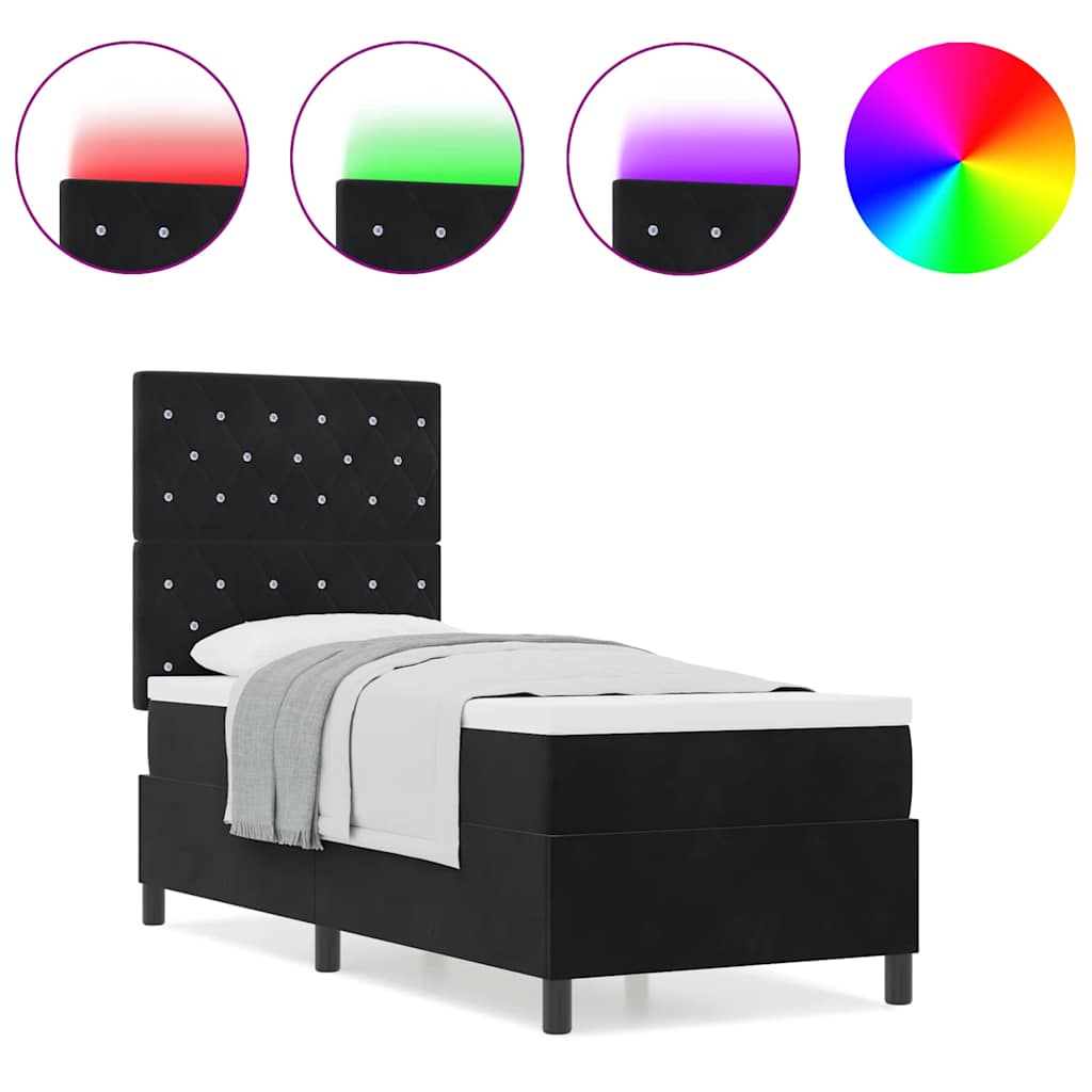 Boxspringbett mit Matratze Schwarz 80 x 200 cm Samt