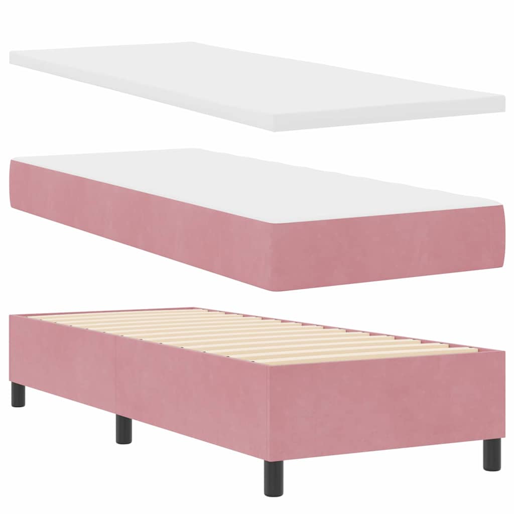 LED Boxspringbett mit Matratze Rosa 80 x 200 cm Samt