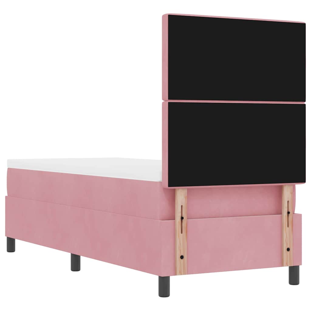 LED Boxspringbett mit Matratze Rosa 80 x 200 cm Samt