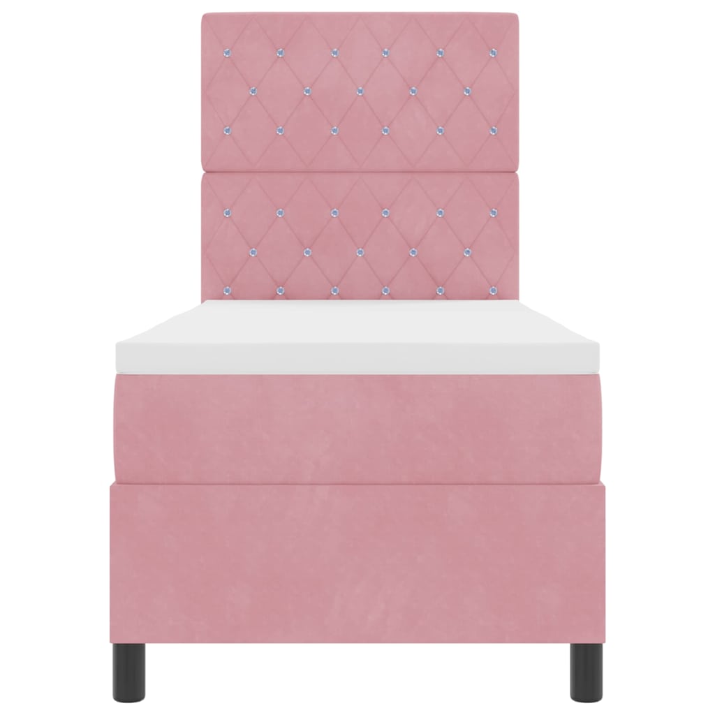 LED Boxspringbett mit Matratze Rosa 80 x 200 cm Samt