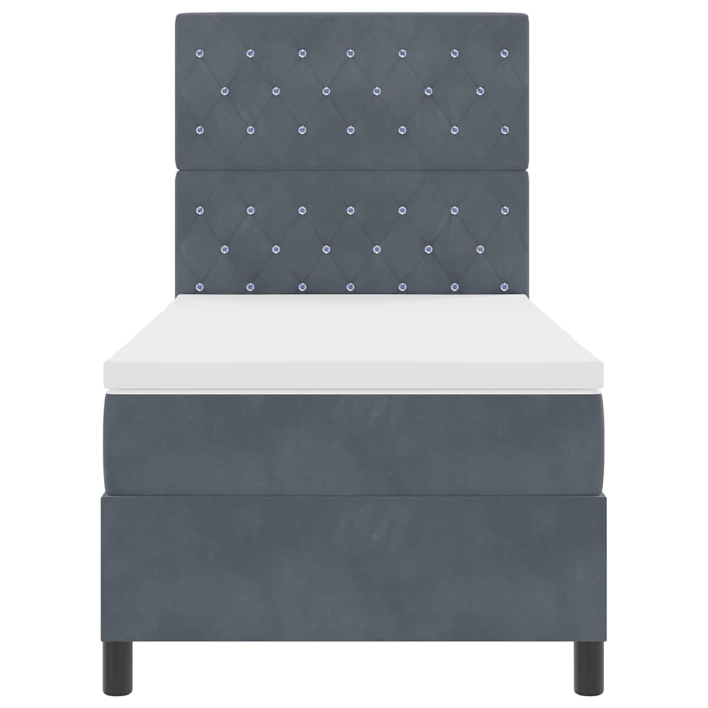 LED Boxspringbett mit Matratze Dunkelgrau 90 x 200 cm Samt