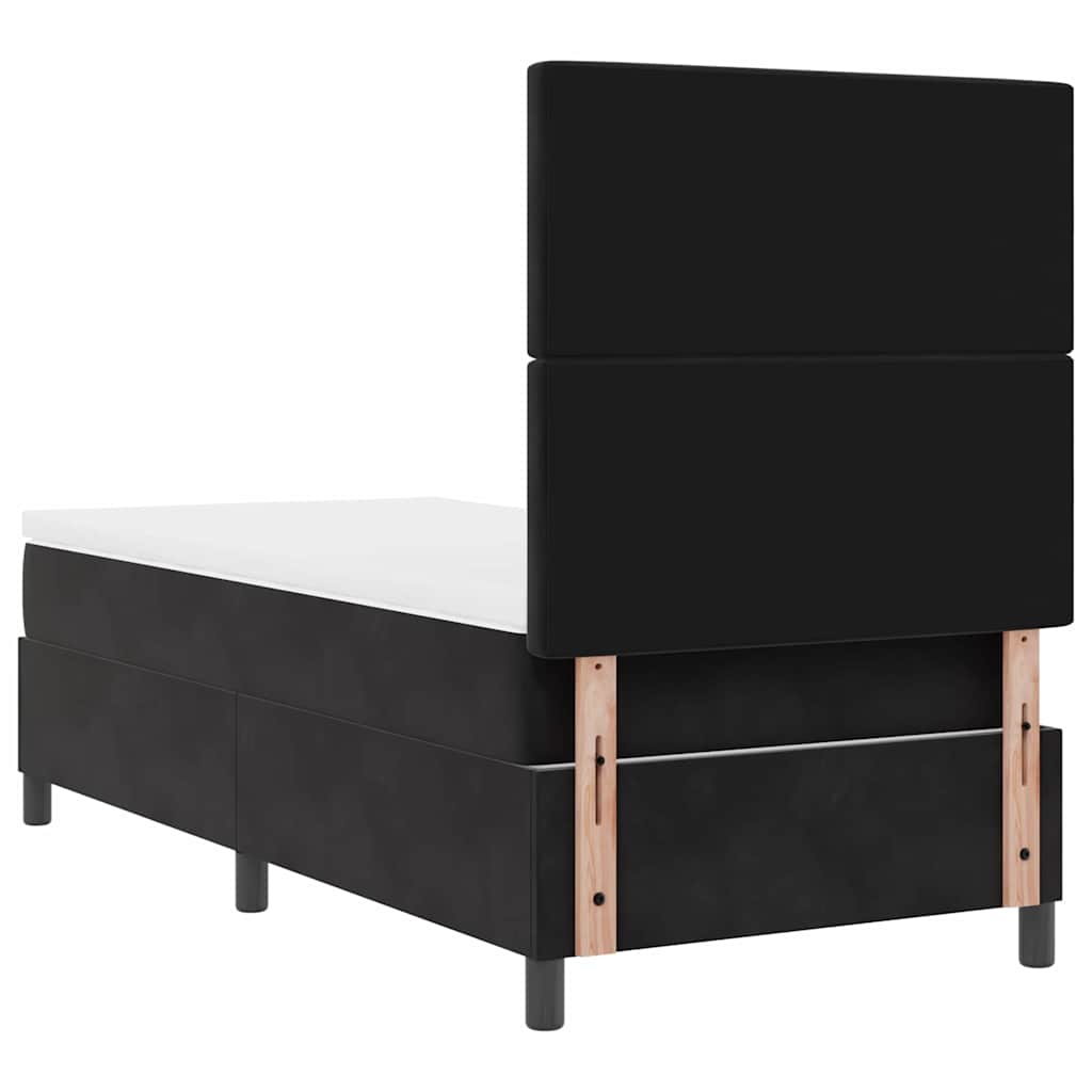 LED Boxspringbett mit Matratze Schwarz 90 x 200 cm Samt