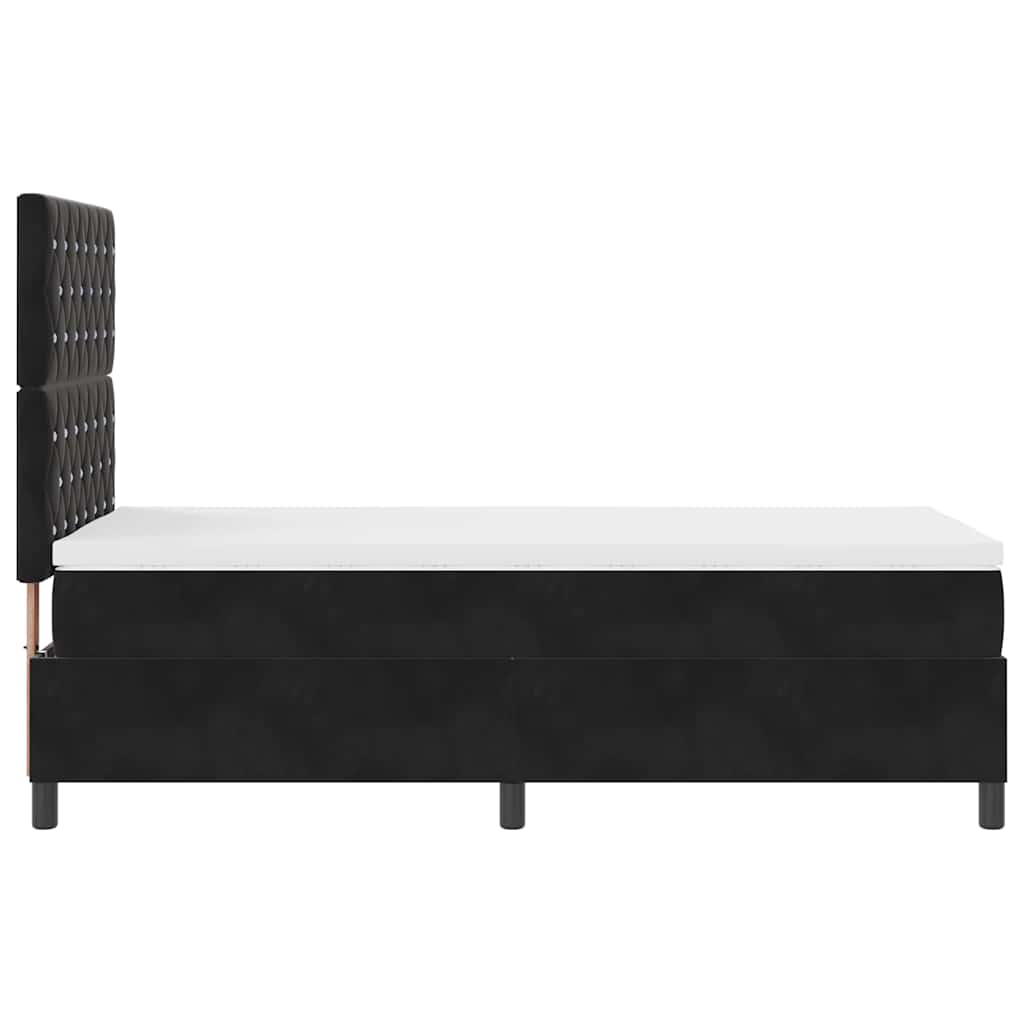LED Boxspringbett mit Matratze Schwarz 90 x 200 cm Samt