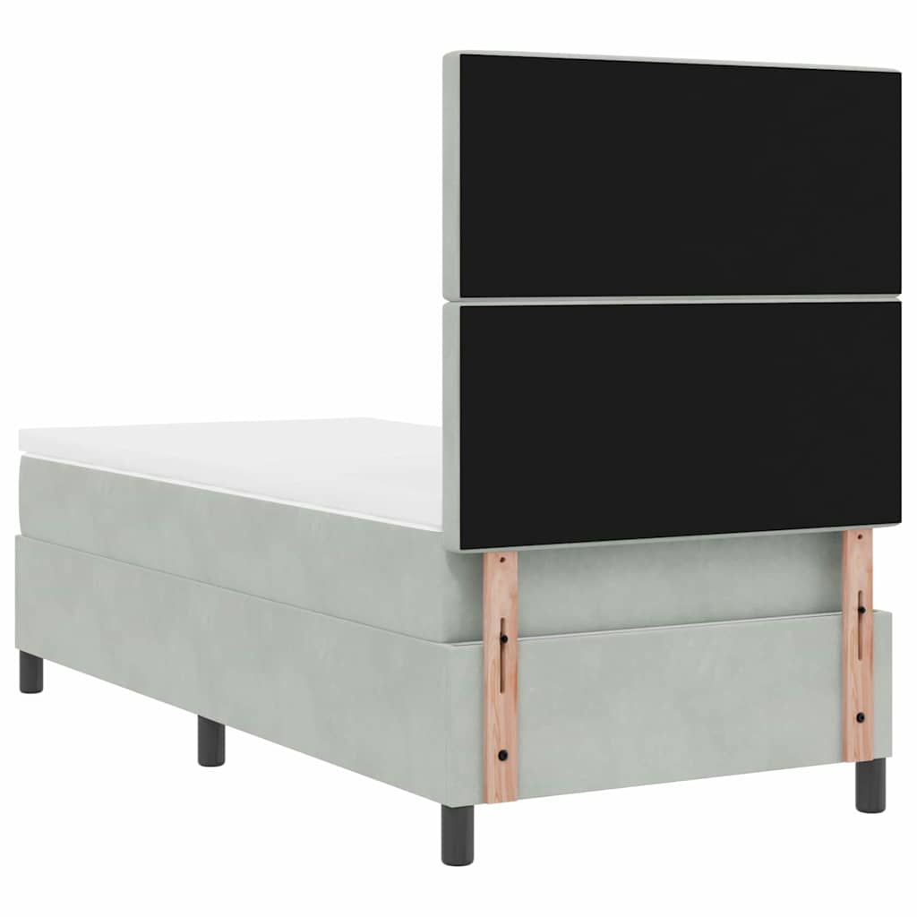 LED Boxspringbett mit Matratze Hellgrau 100 x 200 cm Samt