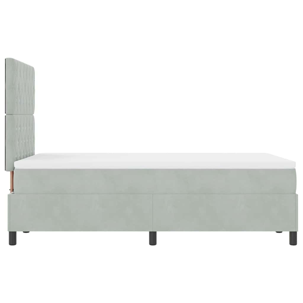 LED Boxspringbett mit Matratze Hellgrau 120 x 190 cm Samt