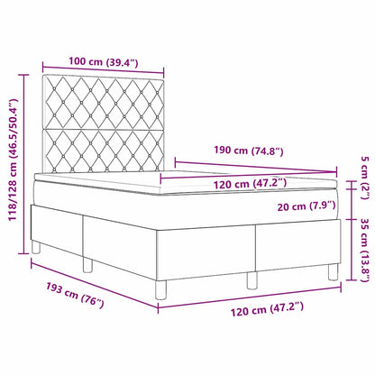 LED Boxspringbett mit Matratze Schwarz 120 x 190 cm Samt