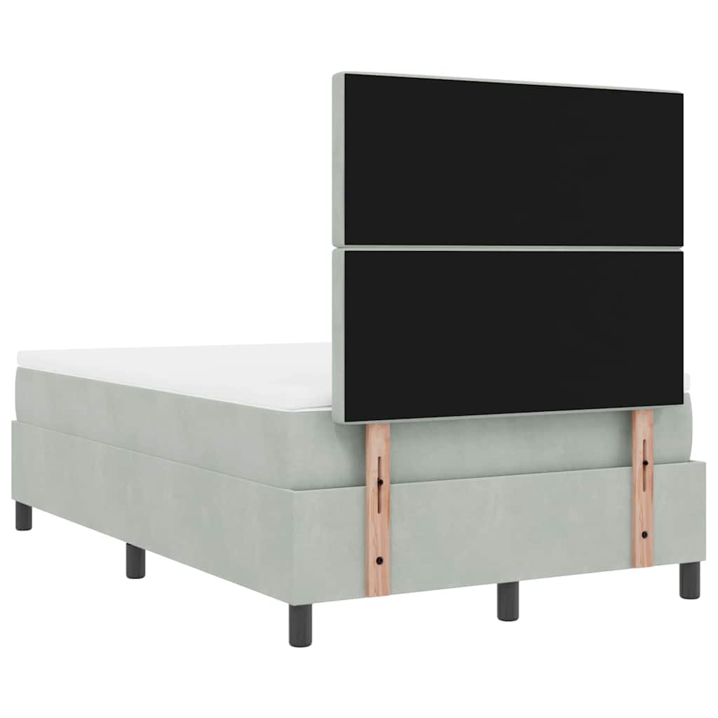 LED Boxspringbett mit Matratze Hellgrau 120 x 200 cm Samt