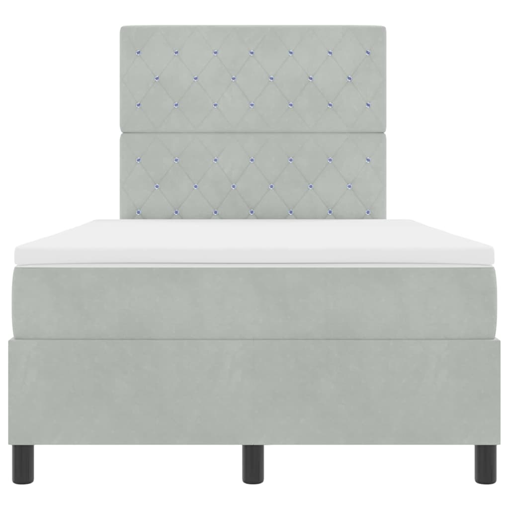 LED Boxspringbett mit Matratze Hellgrau 120 x 200 cm Samt