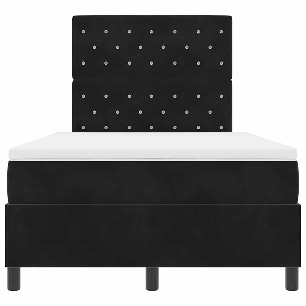 LED Boxspringbett mit Matratze Schwarz 120 x 200 cm Samt
